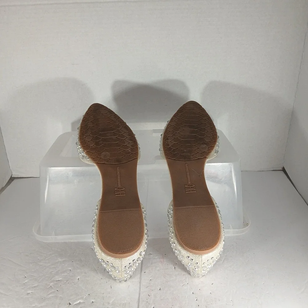 International Concepts Crescente2 Flats 8M Gold Rhinestone d'Orsay Sparkly Glam